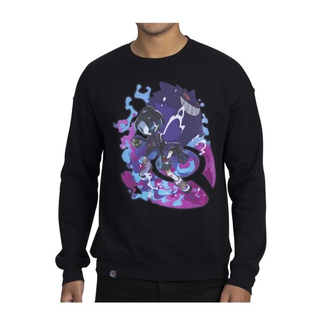 Allister Pokémon Trainers Black Oversize Drop-Shoulder Crew Neck Sweatshirt - Adult